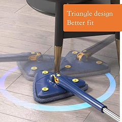 360° Rotatable Adjustable Triangle Mop with Stainless Steel Long Handle