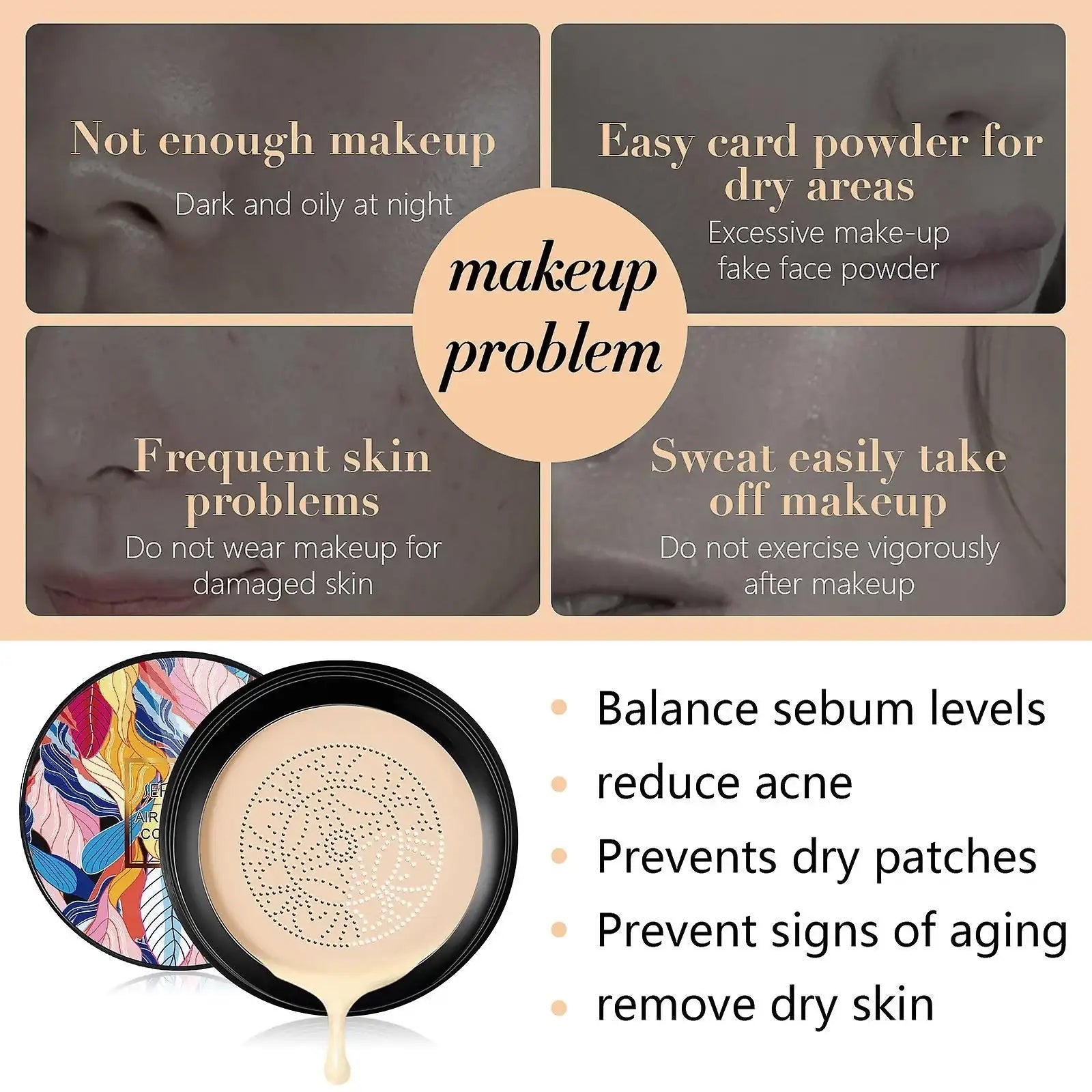 Buy 1 Get 1 Free Sunisa 3 in 1 Air Cushion Waterproof foundation CC Cream