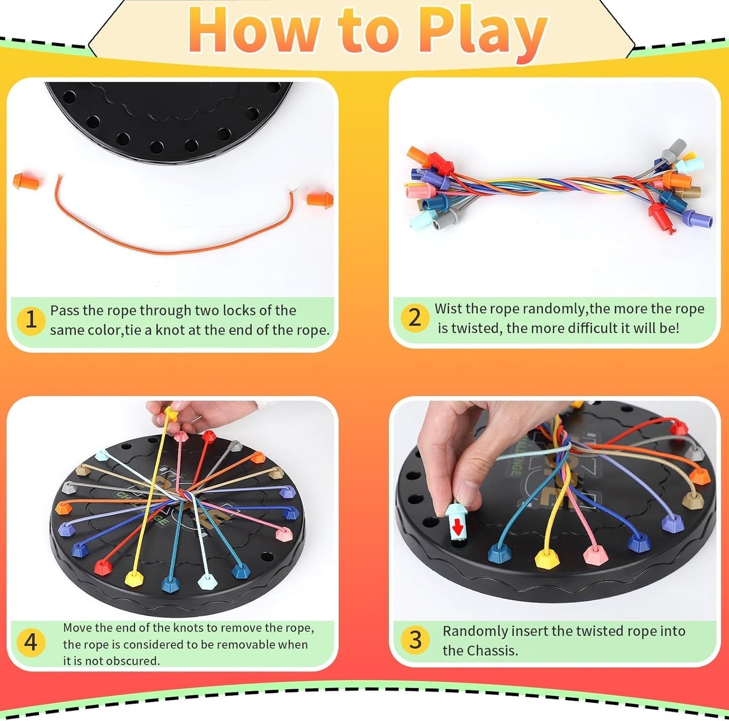 Brain Teasing Rope Puzzle Game | Multi-Level Logic Board for Kids & Families | Educational String Challenge for Home & Travel (Age 3+)